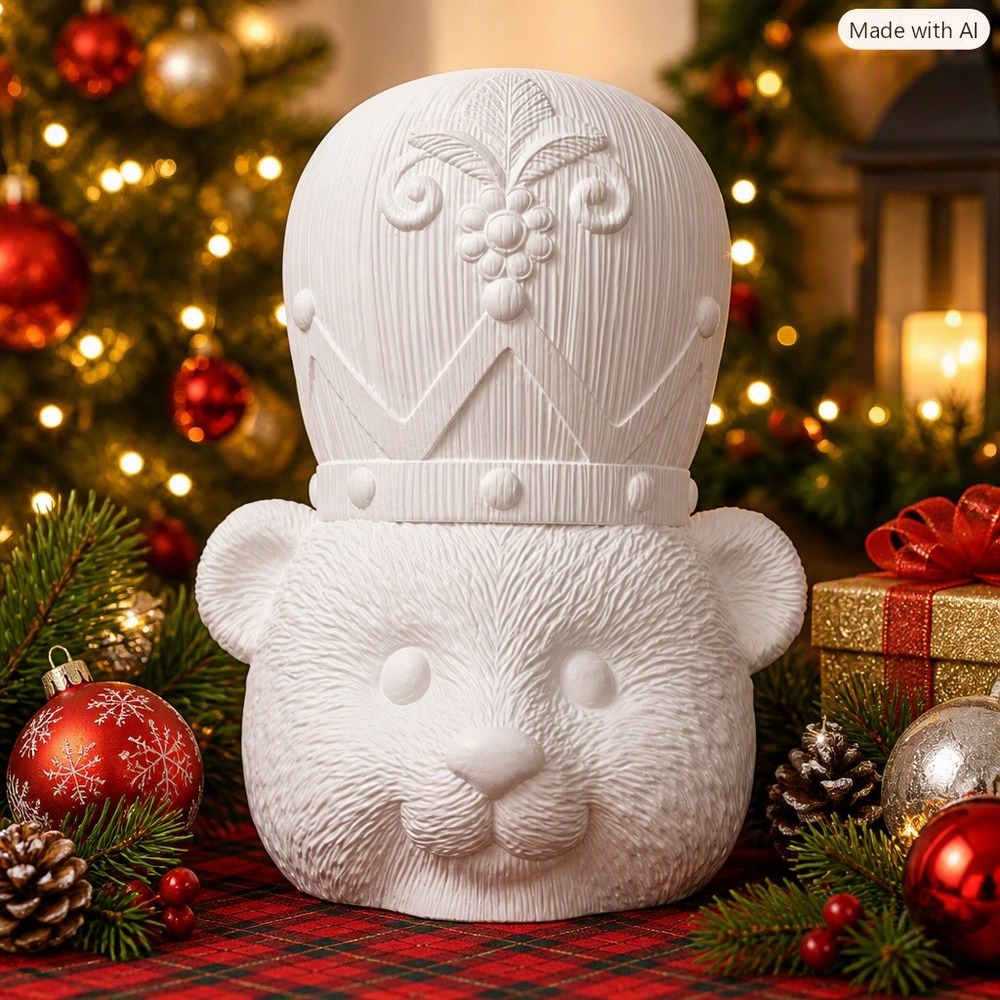 Holiday Time Blow Mold DIY Bear Head White 22in Plastic Christmas Decor